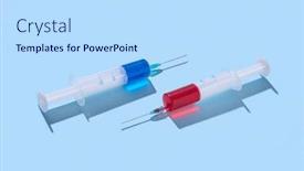  Presentation with intravenous - Colorful theme enhanced with two-surgical-disposable-syringes-20 backdrop and a light blue colored foreground
