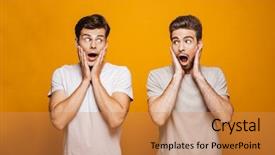 Presentation with best - Presentation design consisting of two surprised young men best background and a  colored foreground