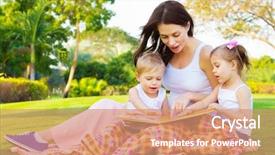  Presentation with daycare - Theme with interesting fairytale children enjoying book background and a coral colored foreground