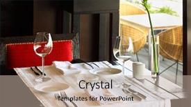  Presentation with tablecloth - PPT layouts having serving at table with white background and a mint green colored foreground