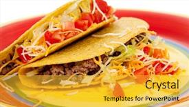  Presentation with tacos - PPT theme consisting of two tacos with beef lettuce background and a yellow colored foreground