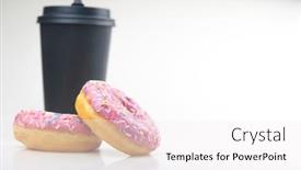  Presentation with coffee donuts - Colorful slides enhanced with two-tasty-donuts-with-disposable backdrop and a white colored foreground