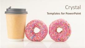 Presentation with coffee donuts - Beautiful PPT theme featuring two-tasty-donuts-with-disposable backdrop and a cream colored foreground