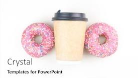  Presentation with coffee donuts - Slides with two-tasty-donuts-with-disposable background and a white colored foreground
