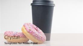  Presentation with coffee donuts - Colorful theme enhanced with two-tasty-donuts-with-disposable backdrop and a soft green colored foreground