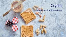  Presentation with fruit jam - PPT theme having two tasty peanut butter toasts background and a sky blue colored foreground