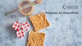  Presentation with fruit jam - Slide set featuring two-tasty-peanut-butter-toasts background and a light blue colored foreground