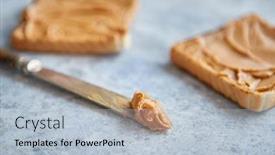  Presentation with peanut butter - PPT theme enhanced with two-tasty-peanut-butter-toasts background and a light blue colored foreground