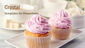  Presentation with light pink - Presentation having two tasty pink cupcakes background and a lemonade colored foreground