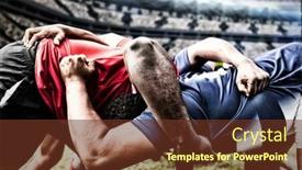  Presentation with scrum - PPT theme with two-teams-of-multi-ethnic background and a  colored foreground