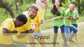  Presentation with war - Slides having two teams tug-of-war background and a yellow colored foreground