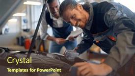  Presentation with diagnostics - Slides having two-technicians-doing-car-diagnostics background and a tawny brown colored foreground