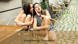  Presentation with teen girls - Amazing PPT theme having two-teen-girls-whispering-sitting backdrop and a gold colored foreground