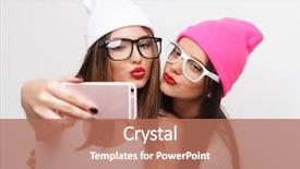  Presentation with teenage - Cool new slides with two teenage girls friends backdrop and a coral colored foreground