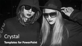  Presentation with girls night - Beautiful theme featuring two-teenage-girls-in-dark backdrop and a dark gray colored foreground