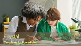  Presentation with highschool - PPT theme having two-teenage-intercultural-students background and a tawny brown colored foreground