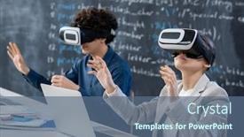 Presentation with teenage - Beautiful PPT layouts featuring two-teenage-students-in-vr backdrop and a ocean colored foreground