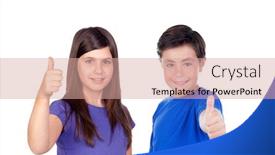  Presentation with teenagers - Presentation featuring two-teenagers-saying-ok-isolated background and a coral colored foreground