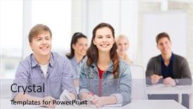  Presentation with education middle school arabic kids - Colorful theme enhanced with two teenagers with notebooks amd backdrop and a light blue colored foreground