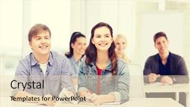  Presentation with school - PPT theme featuring two teenagers with notebooks amd background and a lemonade colored foreground