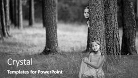  Presentation with old photo - Colorful PPT theme enhanced with two-ten-year-old-girls backdrop and a gray colored foreground