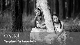  Presentation with black girls - Audience pleasing PPT theme consisting of two-ten-year-old-girls backdrop and a gray colored foreground