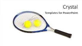  Presentation with tennis ball in the corner - Slides consisting of two tennis balls and racquet background and a white colored foreground