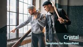  Presentation with softball and baseball - Presentation theme with two thiefs with baseball bat background and a tawny brown colored foreground