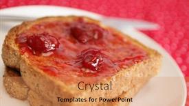  Presentation with jam - PPT theme having two toasts with strawberry jam background and a coral colored foreground