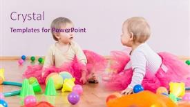  Presentation with toddlers - Cool new presentation design with two-toddlers-playing-together backdrop and a sky blue colored foreground