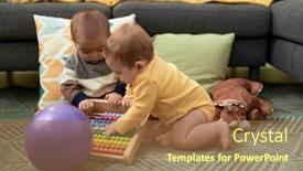  Presentation with toddlers - Presentation theme consisting of two-toddlers-playing-with-balls background and a coral colored foreground