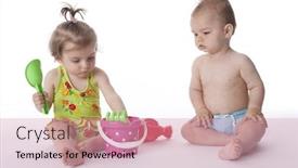  Presentation with toddlers - Beautiful slides featuring two-toddlers-playing-with-beach backdrop and a coral colored foreground