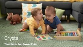  Presentation with toddlers - Slide deck consisting of two-toddlers-playing-with-maths background and a gray colored foreground