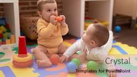  Presentation with toddlers - Presentation theme enhanced with two-toddlers-playing-with-toys background and a coral colored foreground
