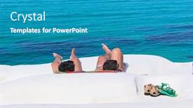  Presentation with water color - Beautiful PPT layouts featuring two-tourists-on-a-white backdrop and a teal colored foreground