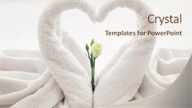  Presentation with flower - PPT layouts featuring two towel swans and flower background and a  colored foreground