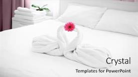  Presentation with hotel de ville or town - Beautiful PPT theme featuring two towel swans and flower backdrop and a white colored foreground