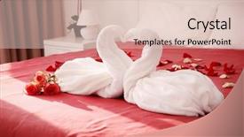  Presentation with rose petal corner frame - Slides with two towel swans and rose background and a lemonade colored foreground