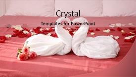  Presentation with bed hotel - Cool new PPT theme with two towel swans and rose backdrop and a  colored foreground