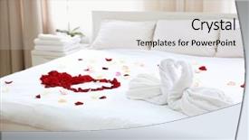  Presentation with bed hotel - Colorful slide deck enhanced with two towel swans and rose backdrop and a lemonade colored foreground