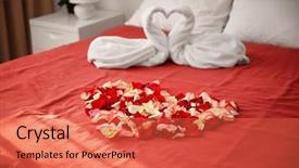  Presentation with rose petal corner frame - Amazing theme having two towel swans and rose backdrop and a  colored foreground