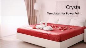  Presentation with bed hotel - Colorful theme enhanced with two towel swans and rose backdrop and a lemonade colored foreground