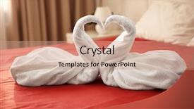  Presentation with bed hotel - Beautiful slides featuring two towel swans on bed backdrop and a  colored foreground
