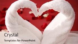  Presentation with bed - Colorful theme enhanced with two towel swans on bed backdrop and a  colored foreground