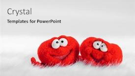  Presentation with valentines day - Slide deck enhanced with two-toy-red-hearts background and a white colored foreground