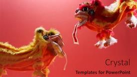  Presentation with traditional dancing - Presentation with two-traditional-dancing-lion-playing background and a red colored foreground