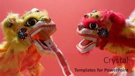  Presentation with prosperity - Slide set consisting of two-traditional-dancing-lion-playing background and a red colored foreground