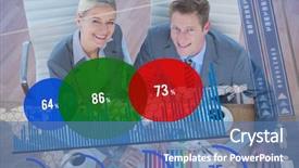  Presentation with medical business - Slide set featuring two transfused patients lying on a medical bed against smiling business people brainstorming together background and a teal colored foreground