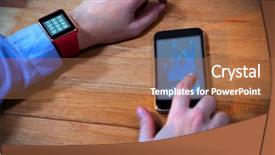  Presentation with patients - Amazing presentation design having two transfused patients lying on a medical bed against cropped image of hand using mobile phone backdrop and a coral colored foreground