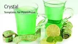  Presentation with green tea - PPT layouts having park view towards the arthur background and a dark gray colored foreground